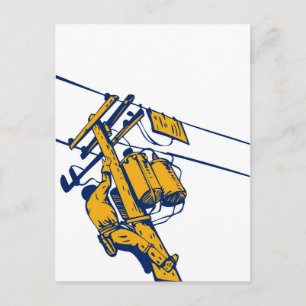 Carte Postale Power Lineman Electrician