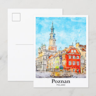 Carte Postale Poznan Pologne Voyage Aquarelle Croquis main