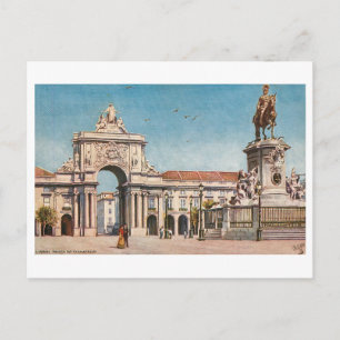 Carte Postale Praça do Comércio vintage à Lisbonne, Portugal