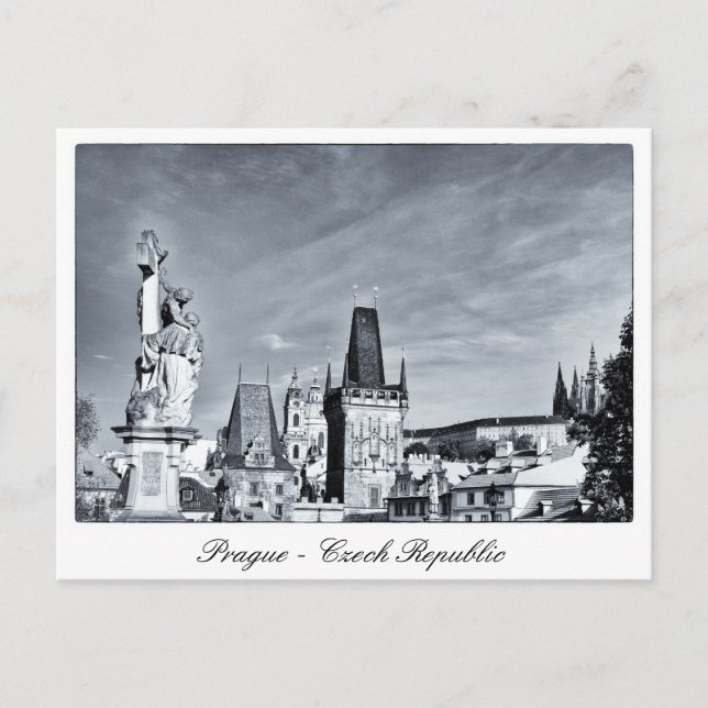 Carte Postale Prague, Charles Bridge Statues, City Towers /Tchèq (Devant)