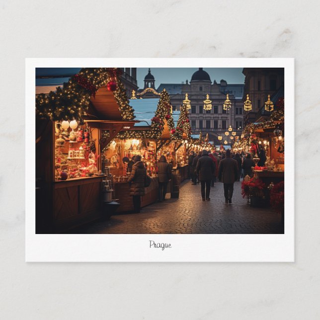 Carte postale Prague nuit de Noël en République Tc (Devant)