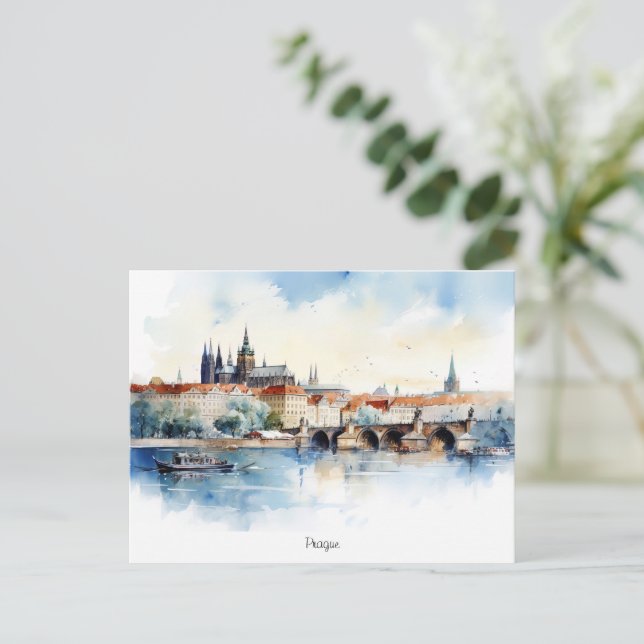 Carte postale Prague peinte (Debout devant)