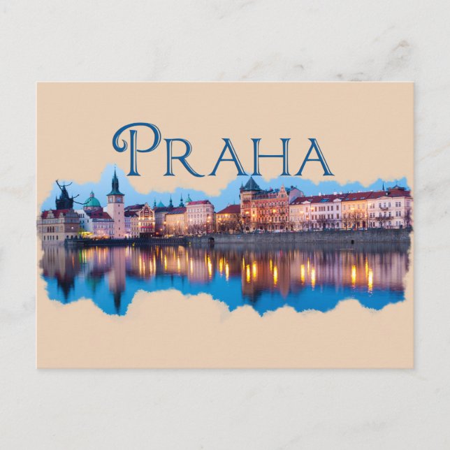 Carte Postale Praha : Ciel du soir (Devant)