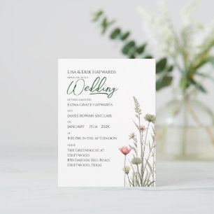 Carte Postale Prairie de fleurs sauvages   Mariage bohème minima
