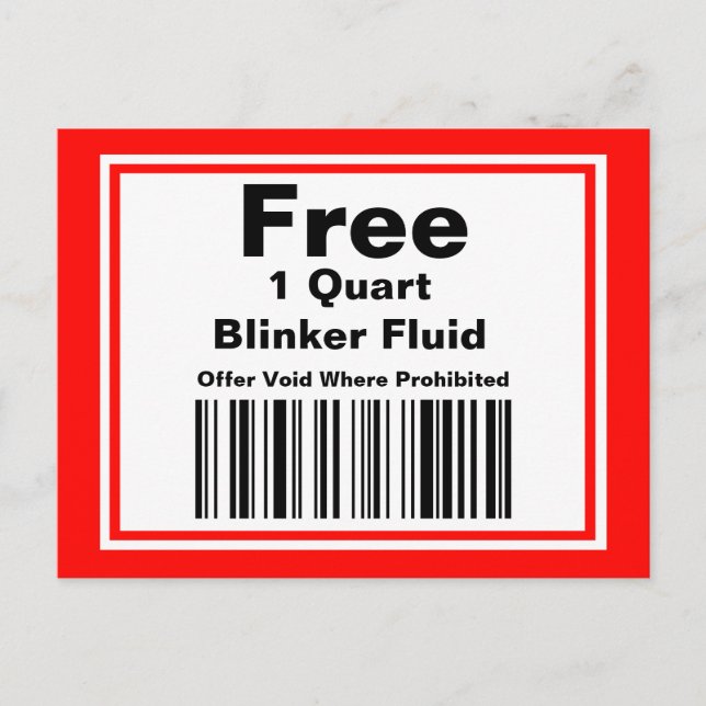 Carte Postale Pratique Joke Blinker Fluid Coupon (Devant)