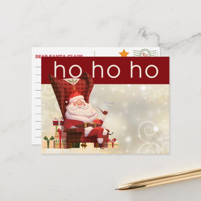 Carte Postale Préadressée À Père Noël- Ho Ho HO (Devant/Arrière en situation)