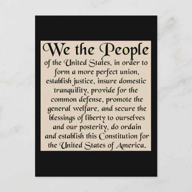 Carte Postale Préambule de la Constitution des États-Unis (Devant)