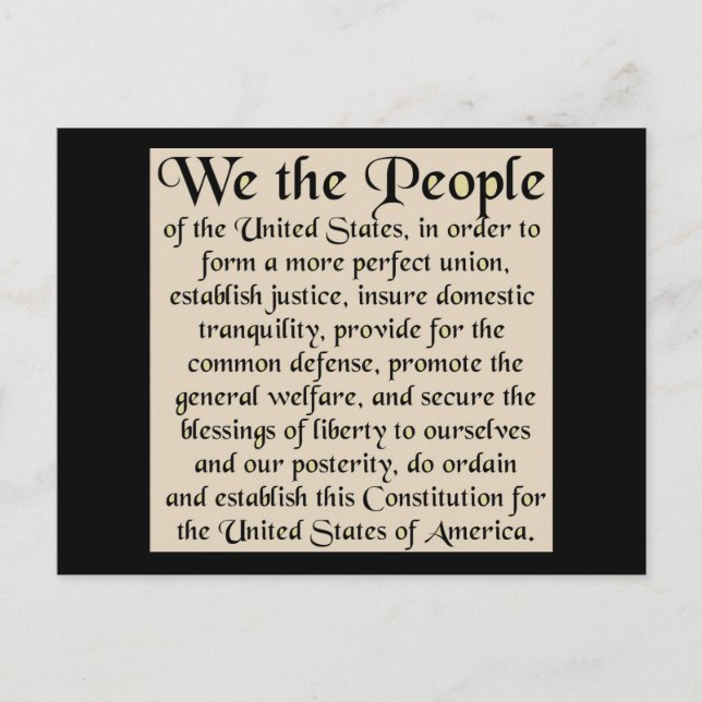 Carte Postale Préambule de la Constitution des États-Unis (Devant)
