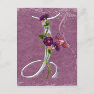 Carte Postale Précieux papillon initial J