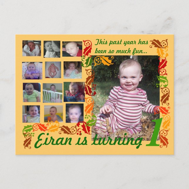 Carte Postale Premier anniversaire 12 mois photos (Devant)