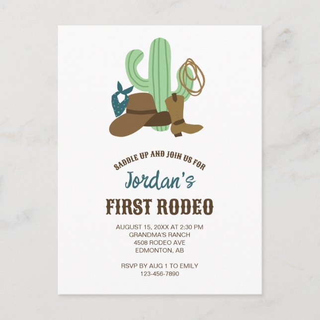Carte Postale Premier Anniversaire de Rodéo 1er Cow-boy Mignon O (Devant)