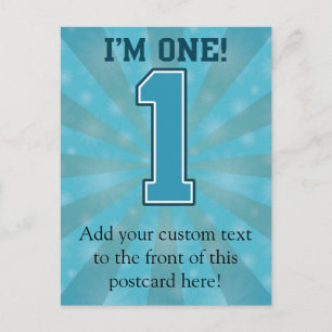 Carte Postale Premier Anniversaire Garçon, Je suis un, Big Blue 