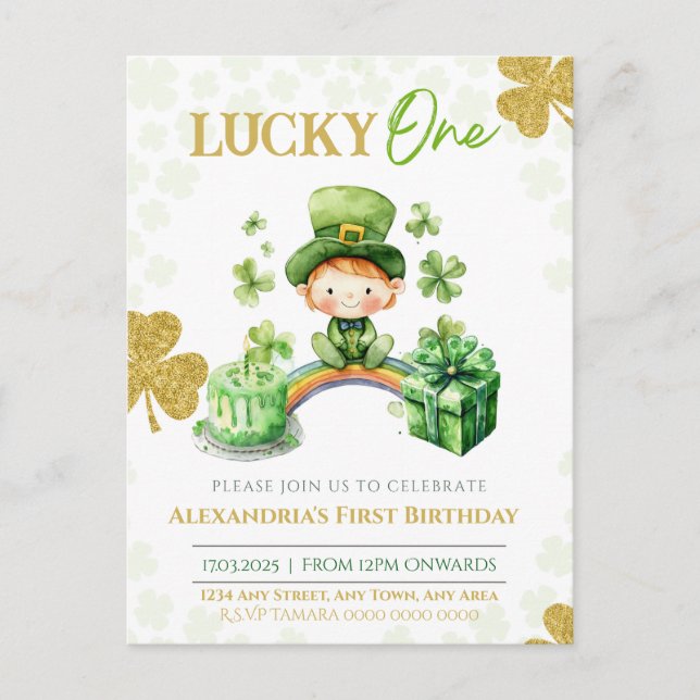 Carte Postale Premier Anniversaire St Patricks Lucky One (Devant)