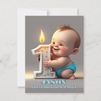 CARTE POSTALE " PREMIER BÉBÉ GARÇON D'ANNIVERSAIRE "