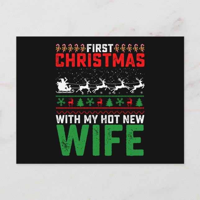 Carte Postale Premier Noël Avec Mon Hot New Femme Famille Vilain (Devant)