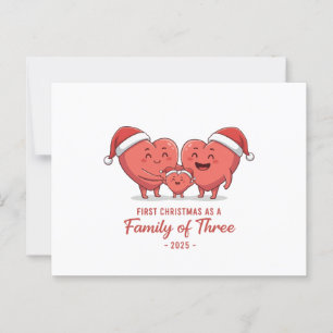 Carte Postale Premier Noël en famille de trois 2025 Cœur