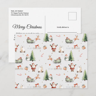 Carte Postale Premier Noël - Joyeuses Fêtes déco de nurserie sca