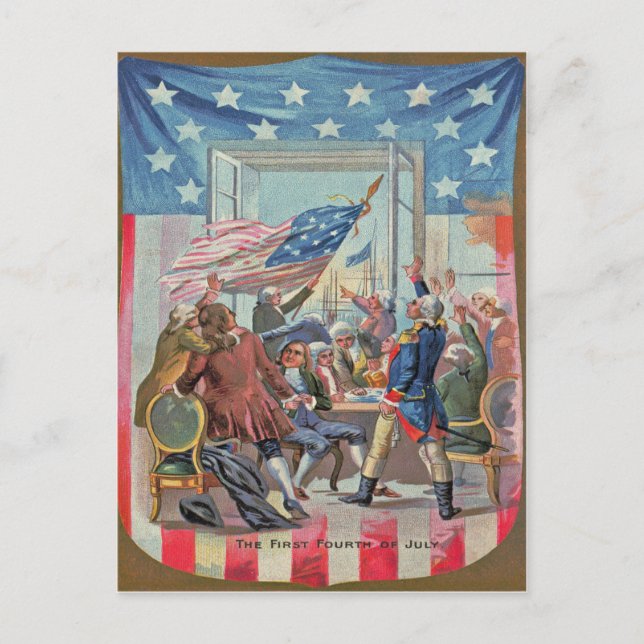 Carte Postale Premier quatrième de drapeau américain de juillet (Devant)