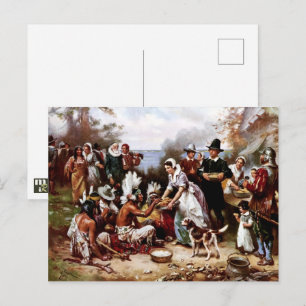 Carte Postale Premier Thanksgiving 1621. Art Thankesgiving