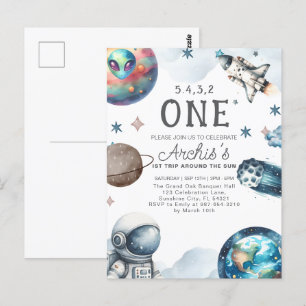 Carte Postale Premier voyage autour de l'Anniversaire des astron