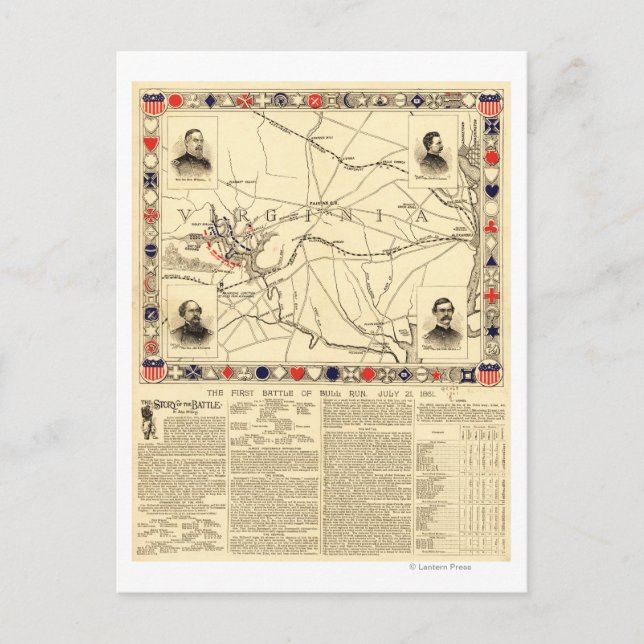 Carte Postale Première bataille de Bull Run - Guerre civile Pano (Devant)