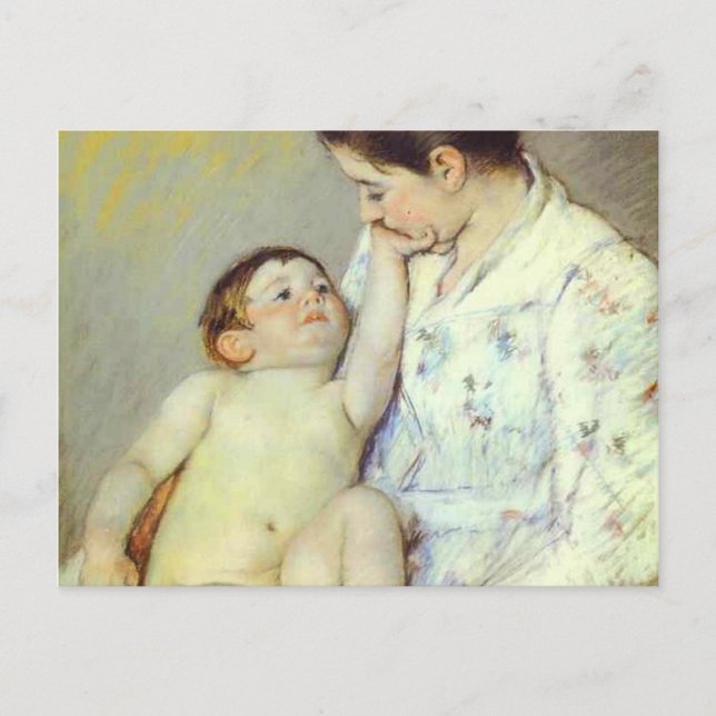 Carte Postale Première caresse du bébé. c. 1890, Mary Cassatt (Devant)