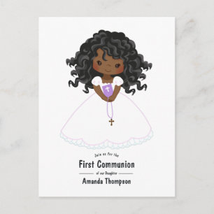 Carte Postale Première communion d'une fille noire