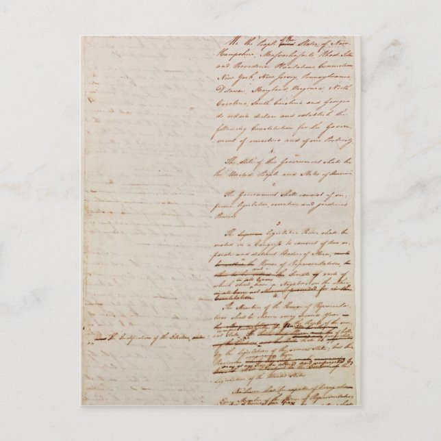 Carte Postale Première ébauche de la Constitution des États-Unis (Devant)