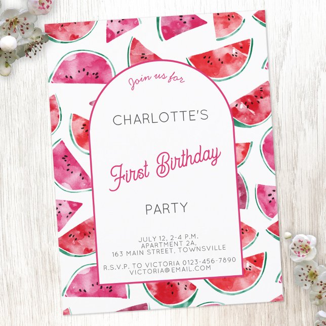 Carte Postale Première fête d'anniversaire de la pastèque (Créateur téléchargé)