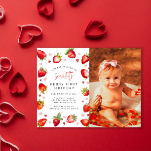 Carte Postale Première fête de photo d'anniversaire de Sweet Ber
