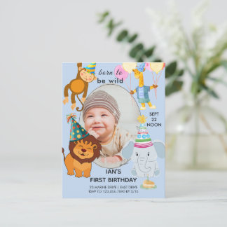 Carte Postale Première invitation d'anniversaire sauvage