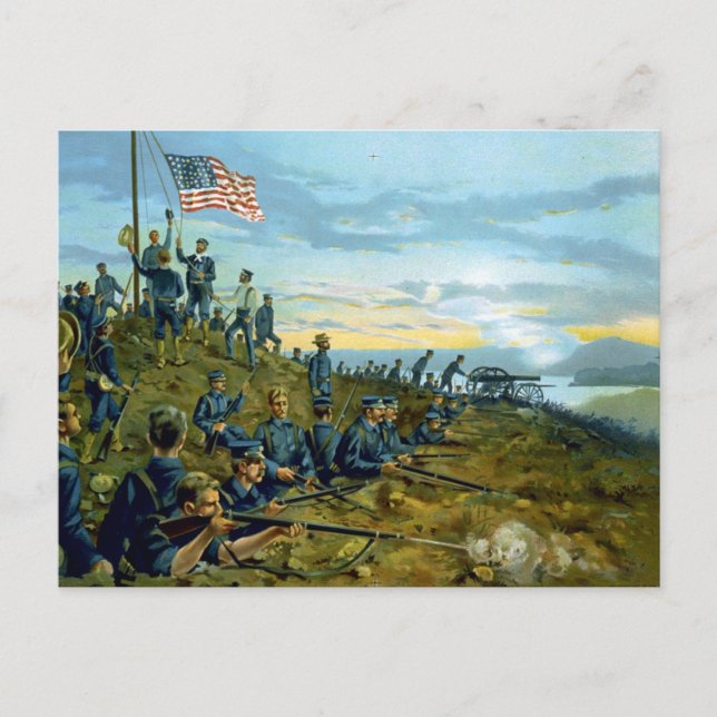 Carte Postale Première levée du drapeau américain à Cuba (Devant)