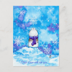 Carte Postale Première neige avec vous Missing you Post Card