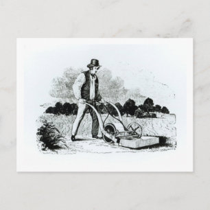Carte Postale Première tondeuse à gazon (gravure) (photo b/w)