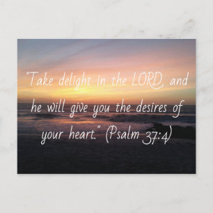 Carte Postale Prenez plaisir dans le LORD Psalm 37:4 Sunset Prin