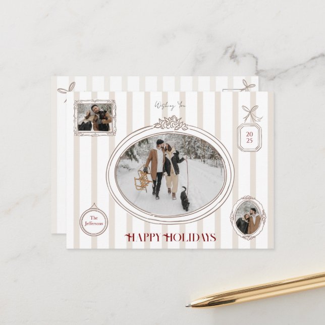 Carte Postale Preppy Minimalist Picture Wall Holiday Card (Devant/Arrière en situation)