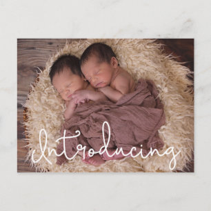 Carte Postale Présentation de Script Twin bébé Faire-part de nai
