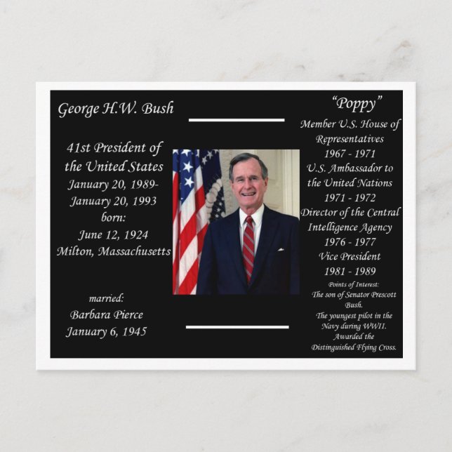 Carte Postale Président George HW Bush (Devant)