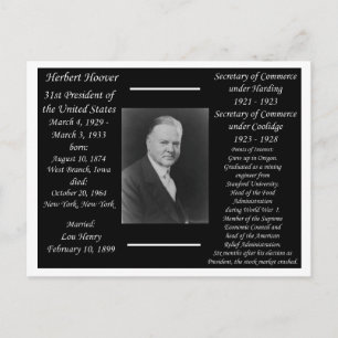 Carte Postale Président Herbert Hoover