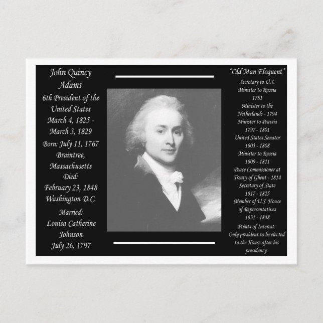 Carte Postale Président John Quincy Adams (Devant)