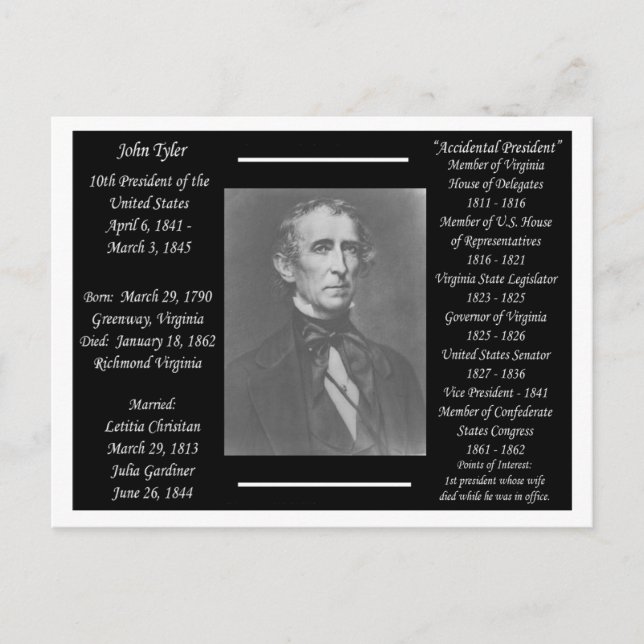 Carte Postale Président John Tyler (Devant)