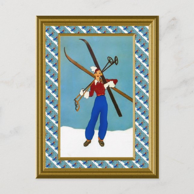 Carte Postale Prêt pour les pistes de ski (Devant)