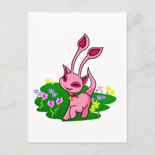 Carte Postale Prêter l'Aisha rose à travers les fleurs (Devant)