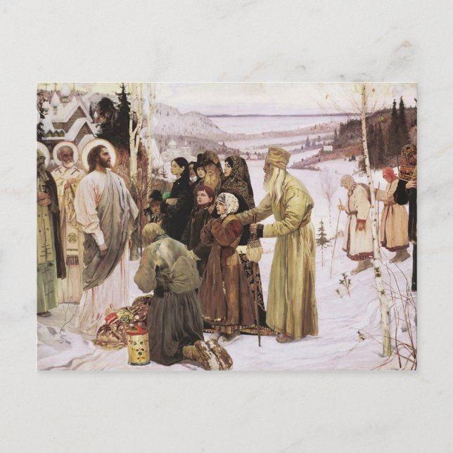 Carte Postale Prêtres et paysans russes adorent Jésus (Devant)