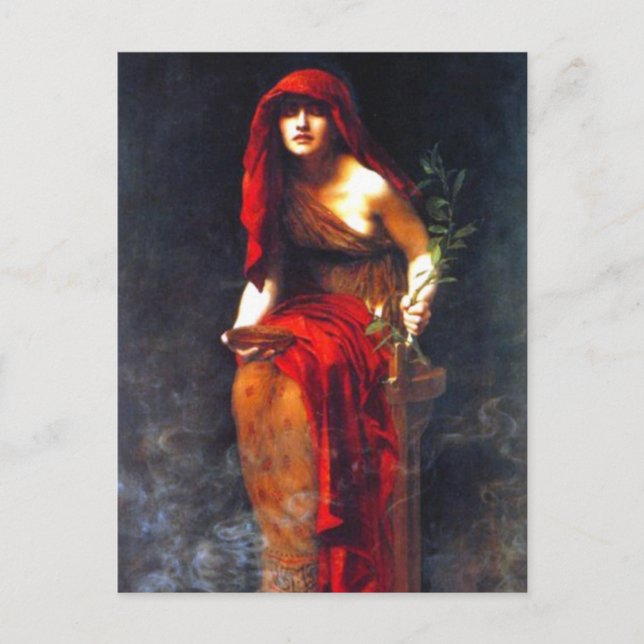 Carte Postale Prêtresse de Delphes ~ Peinture d'art fin collier (Devant)