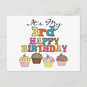 Carte Postale Pretty Cupcakes 3e Anniversaire Tshirts et cadeaux
