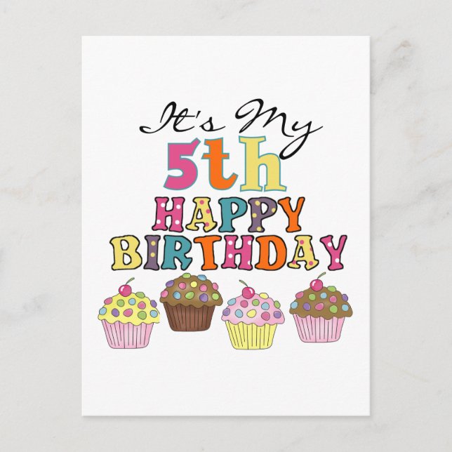 Carte Postale Pretty Cupcakes 5e Anniversaire Tshirts et cadeaux (Devant)