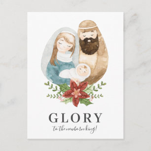 Carte Postale Pretty Watercolor Nativité Christian Noël