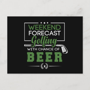 Carte Postale Prévision de fin de semaine GOLFING et BIÈRE Funny