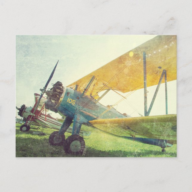 Carte postale "Prévol" Avions Biplane Vintage (Devant)
